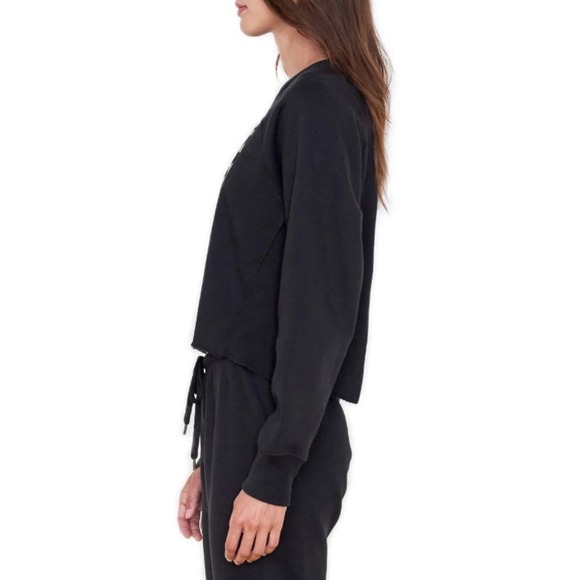 Sundry Women's Leopard Chantilly Heart Cut Off Raw Hem Sweatshirt Anthro RARE - Picture 4 of 14